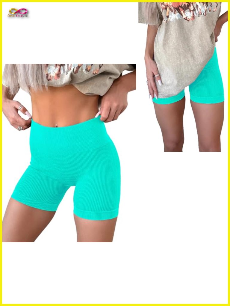High Waist Ribbed Seamless Yoga Workout Impact Shorts Athletic Leggings
